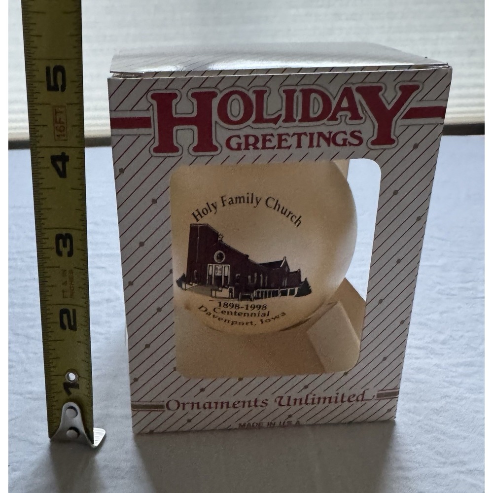 DAVENPORT, IOWA IA~Centennial Vintage Christmas Holy Family Church Ornament USA - Picture 3 of 3